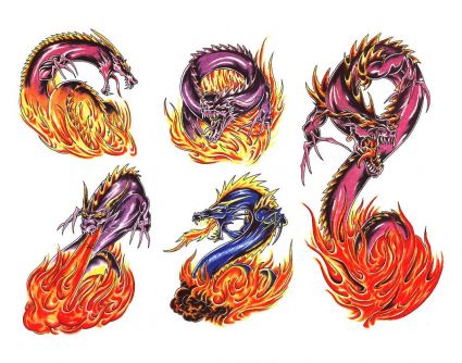 Colored Dragon With Flaming